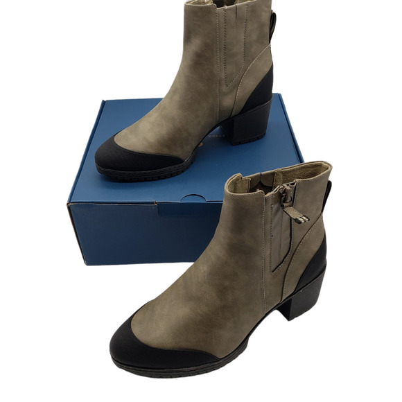 Dr. Scholl's Shoes - NEW Dr Scholls Level Best Boots ankle heeled booties Olive brown womens sz 8.5